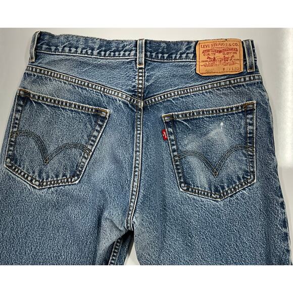 Levi's 505 Size 33x30 Men's Regular Fit Stone Washed Denim Jeans - Picture 8 of 10